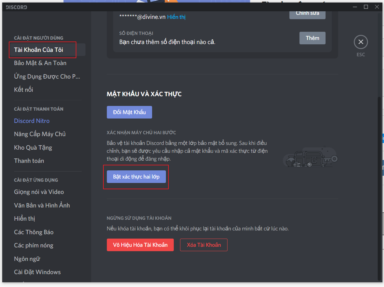 Hướng dẫn bật xác thực 2 lớp trên Discord Hướng dẫn bật xác thực 2 lớp trên Discord