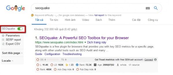 Plugin SEOquake - Công cụ tuyệt vời cho việc đánh giá SEO
