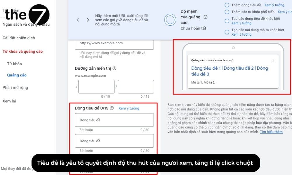 cach-viet-quang-cao-google-adwords-6-2 3 đoạn tiêu đề nhỏ trong phần tiêu đề lớn