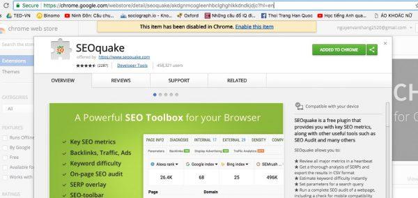Plugin SEOquake - Công cụ tuyệt vời cho việc đánh giá SEO